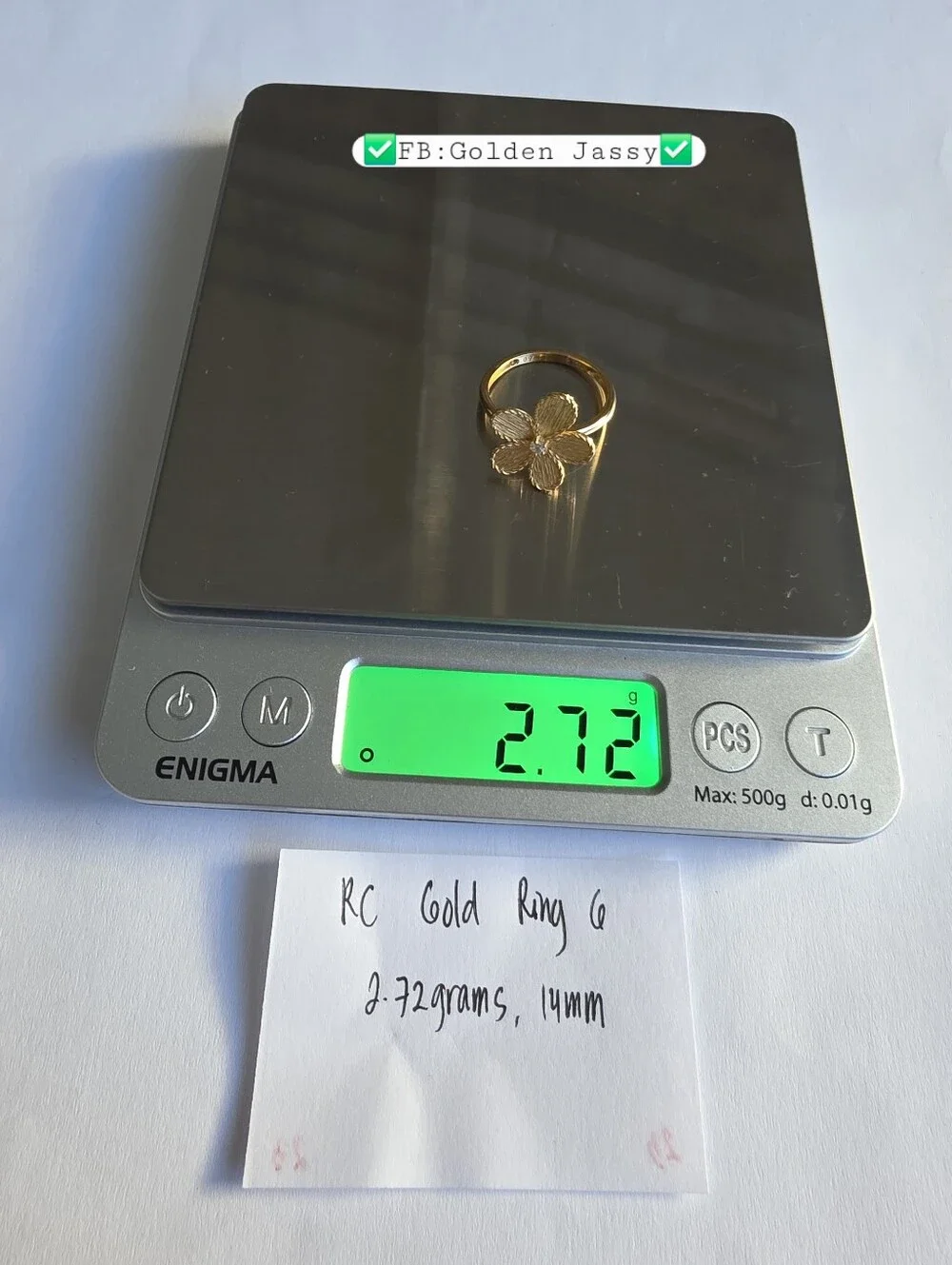 18K Real Gold Flower w/ Stone Ring 6